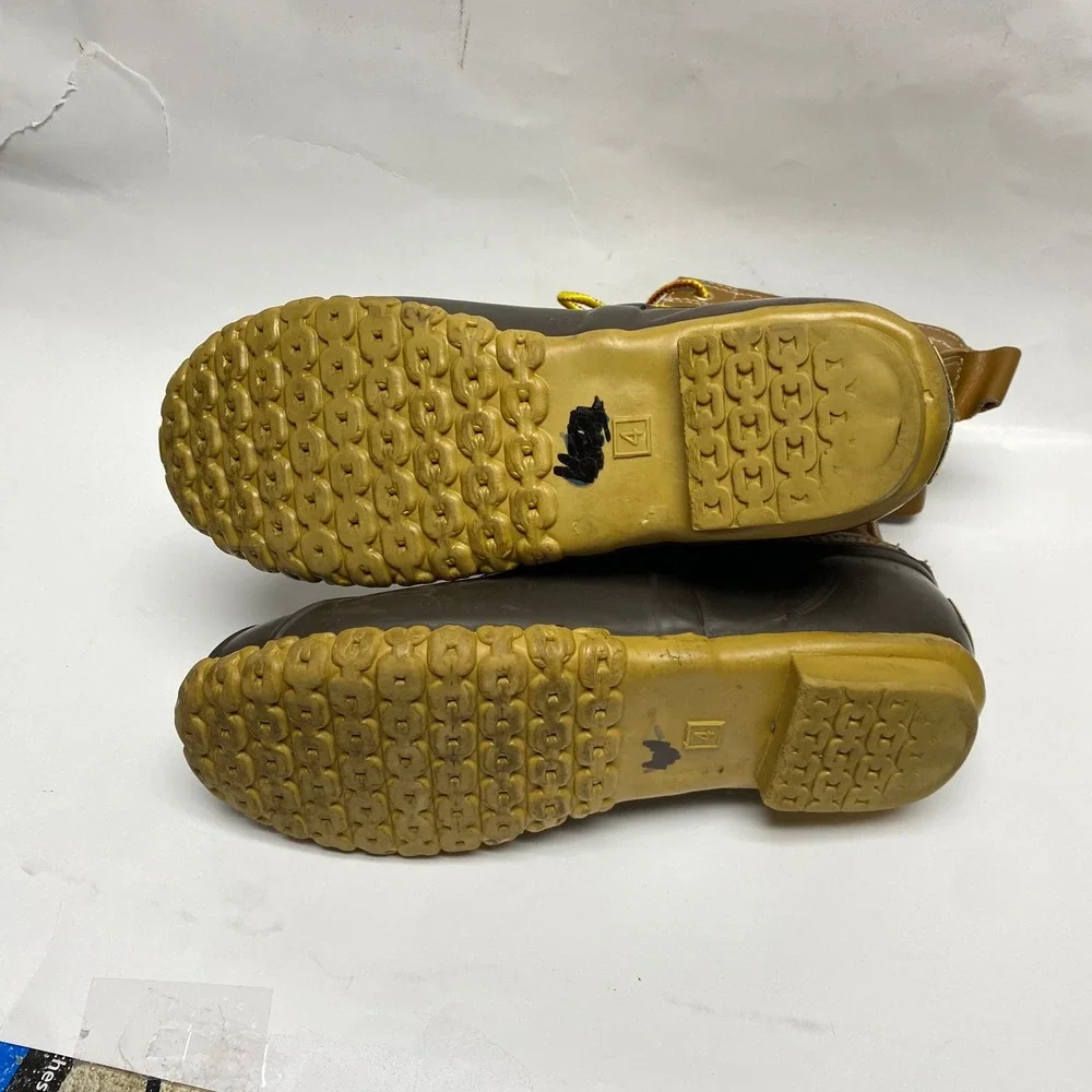 Ralph Lauren Kids Duck Boots Brown Leather Rubber‎ Logo Size 4